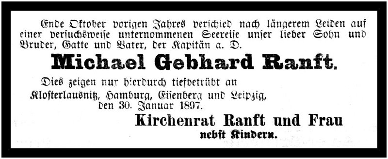 1897-01-30 Kl Todesanzeige Ranft Sohn